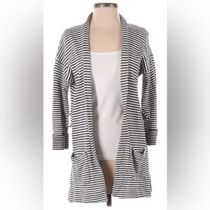 Ann Taylor LOFT.~ Women’s Striped 3/4 Sleeve Cardigan~Navy~Size XS (NO BELT)